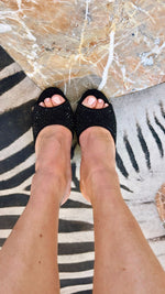 SABOT PEEP TOE SCAMOSCIATO CON STRASS