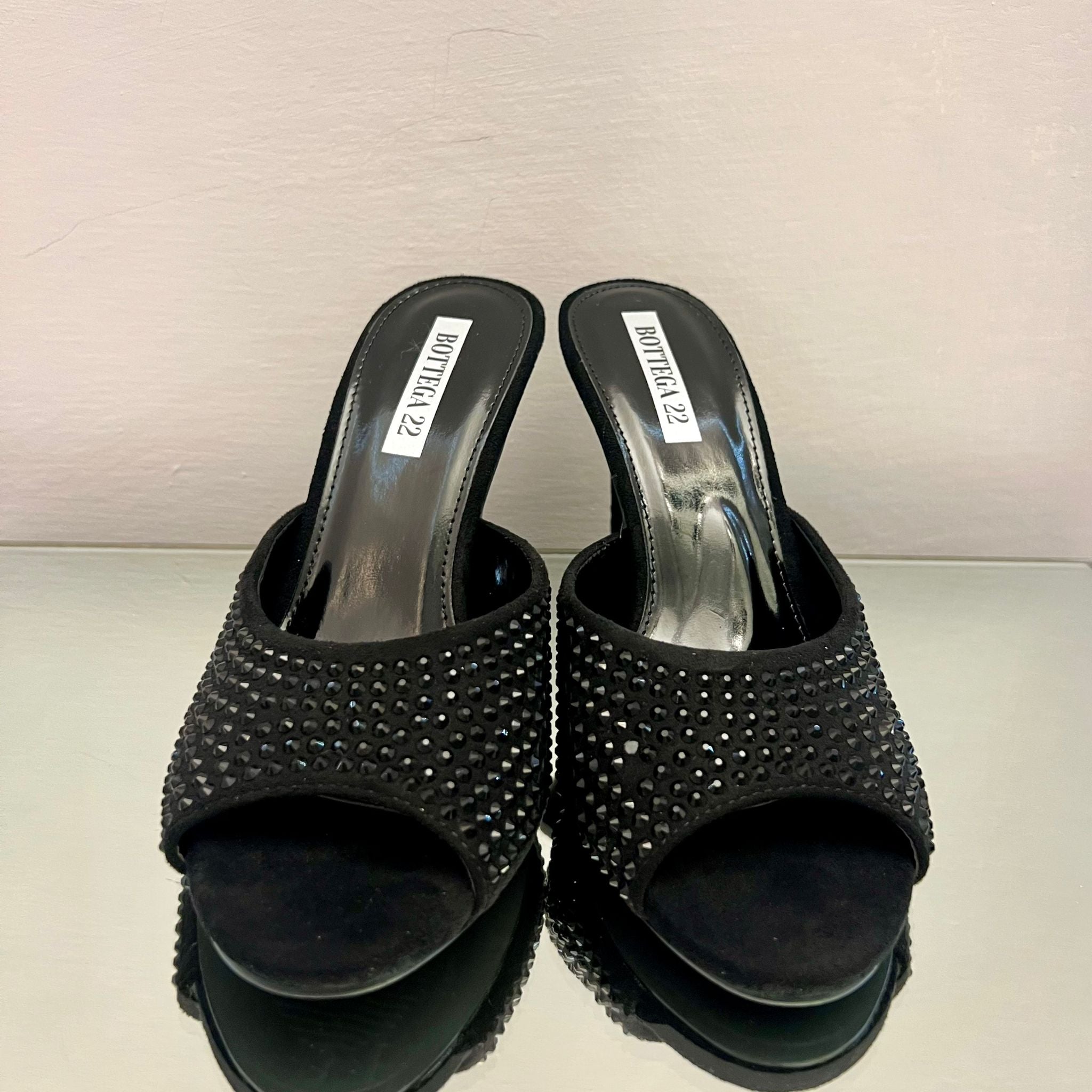 SABOT PEEP TOE SCAMOSCIATO CON STRASS