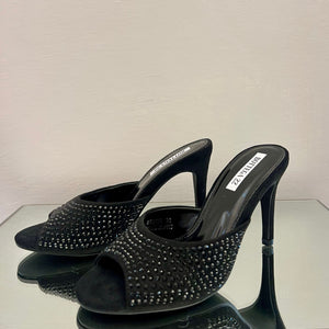 SABOT PEEP TOE SCAMOSCIATO CON STRASS