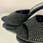 SABOT PEEP TOE SCAMOSCIATO CON STRASS