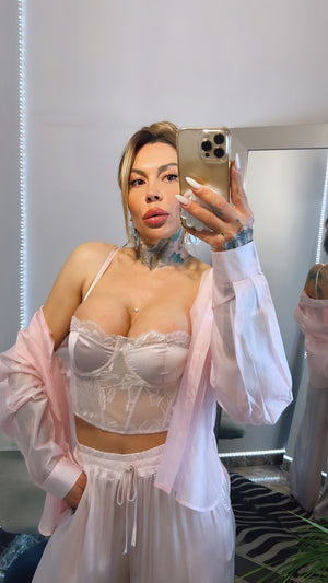 CORSETTO EFFETTO PUSH-UP IN PIZZO E RASO