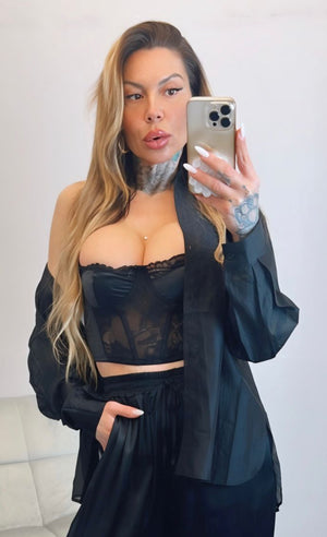 CORSETTO EFFETTO PUSH-UP IN PIZZO E RASO