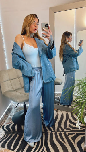 PANTALONI IN RASO OVER