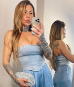 TOP CON STRASS ELASTICIZZATO