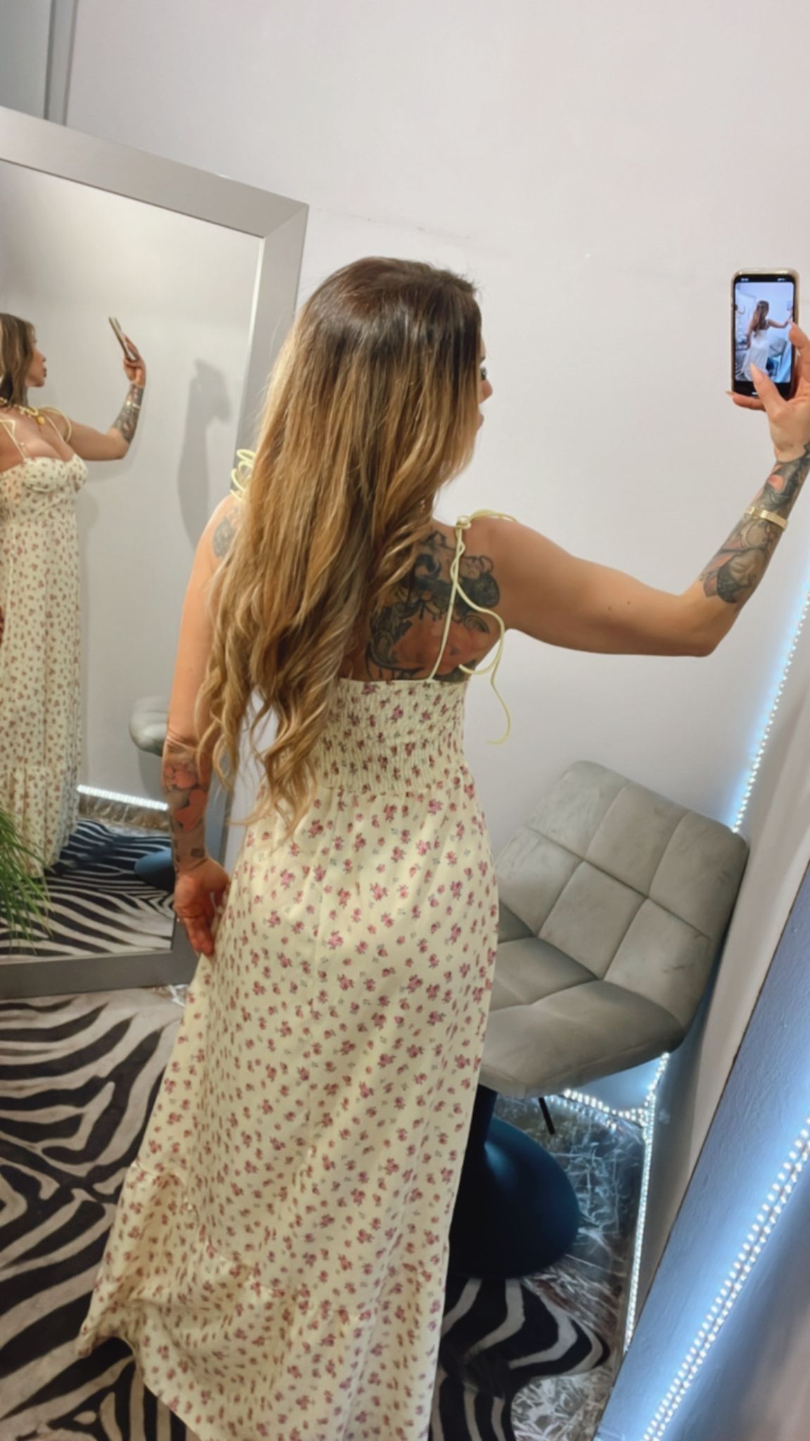 FLORAL DRESS WITH CUPS