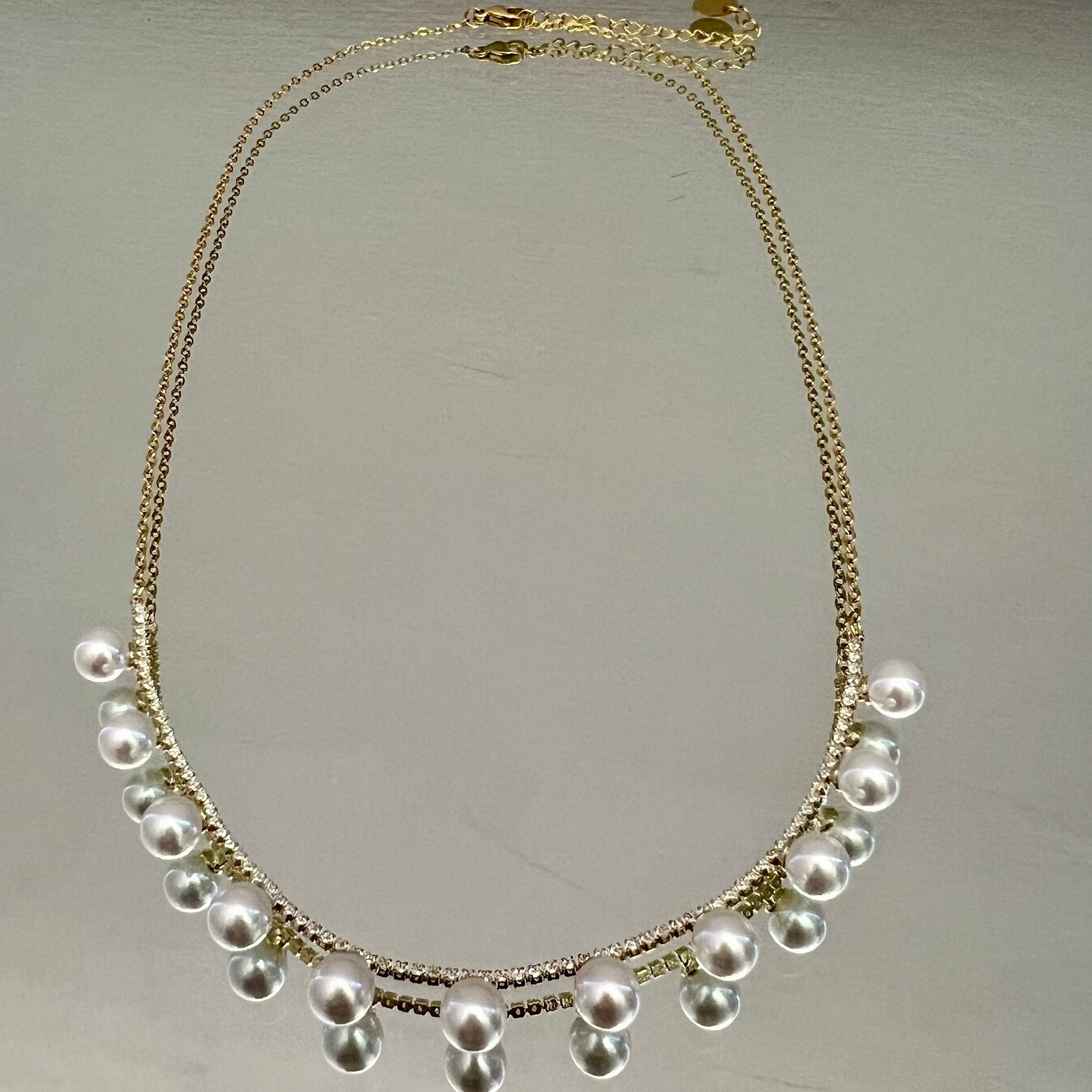 COLLANA GIROCOLLO CON PERLINE E STRASS
