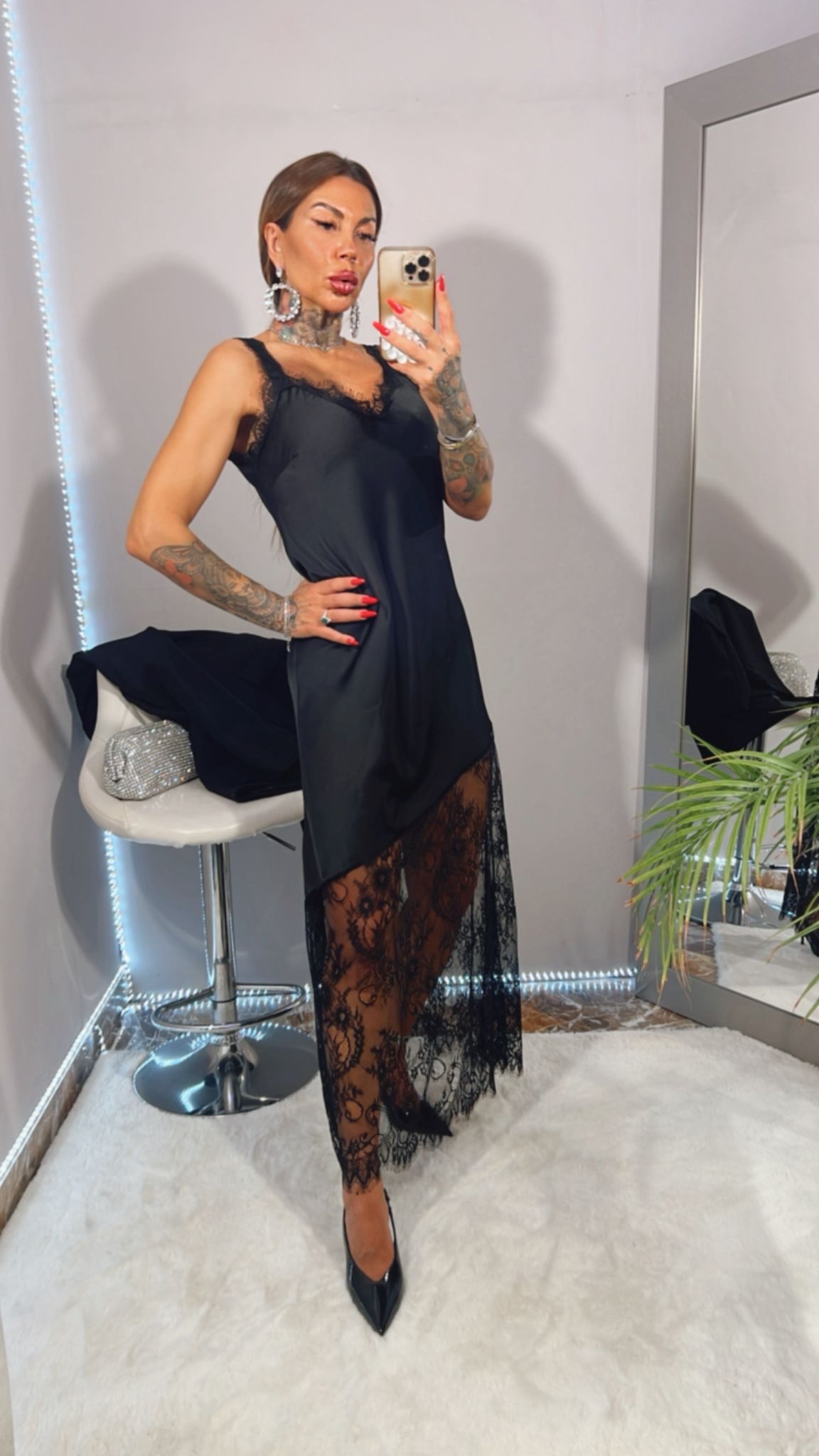 ABITO SOTTOVESTE IN RASO E PIZZO