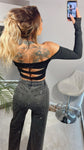 JEANS BORCHIATO GRIGIO SCURO